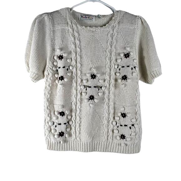 Vintage Sweaters - Vintage Malarkey Sweater Women's Small Holly Pom Pom Knit Sweater
